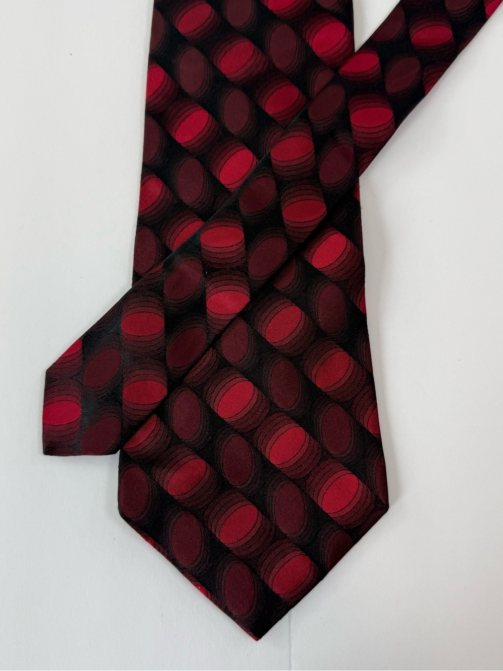 Murano Red and Black Geometric Silk Tie 61"